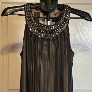 Jessica Howard Black Sheer with Nude Lining Dress Size 12